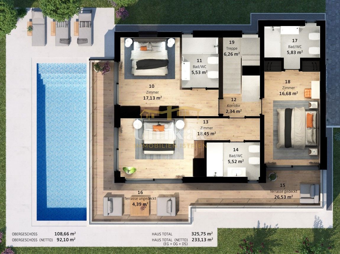 Moderna hiša s 4 spalnicami blizu morja